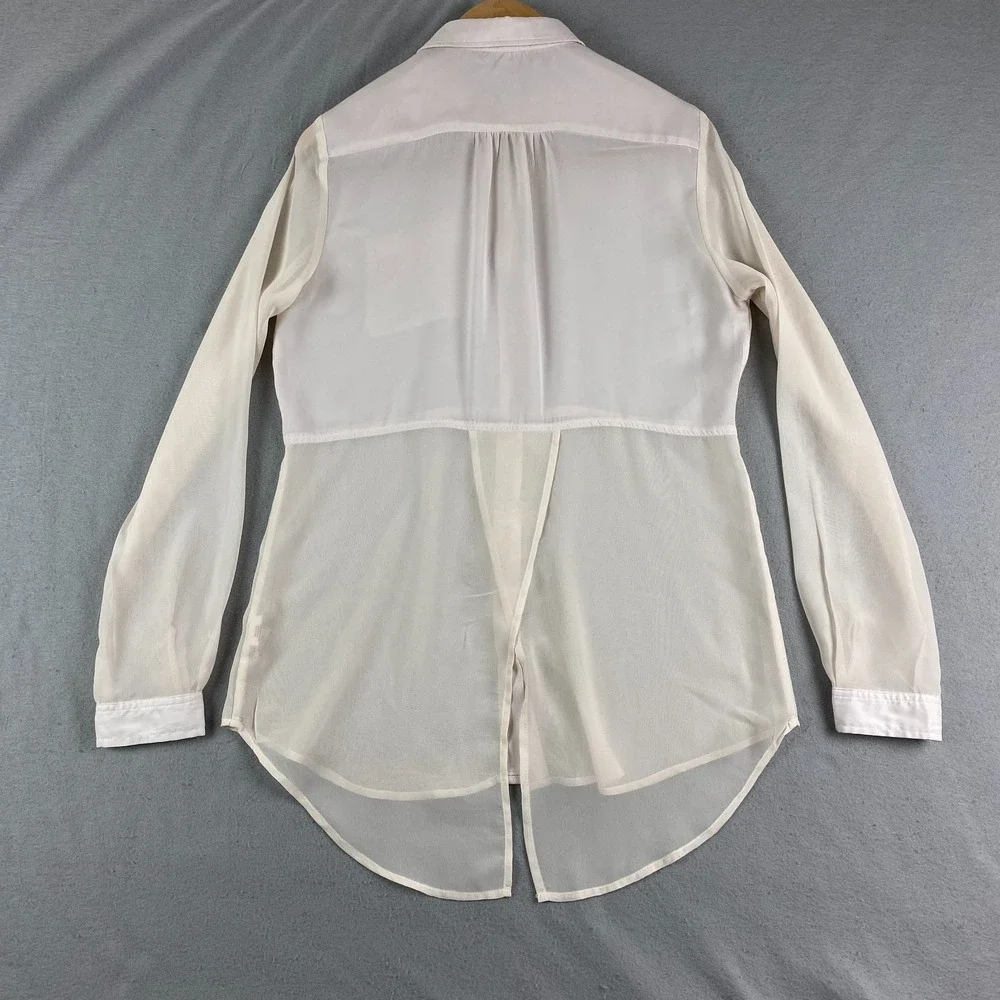 Free People Lightweight semi Sheer top Small Button Down cream pocket tunic